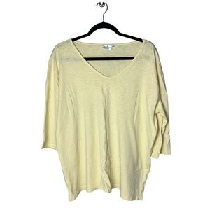 Prairie Cotton Women’s Sz M Yellow Made In USA 3/4 Sleeve 100% Cotton Shirt Top